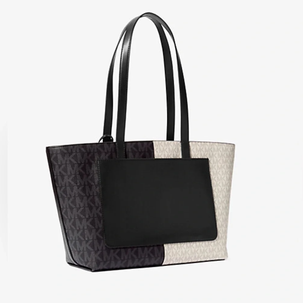 NWT MICHAEL KORS OUTLET Jet Set Medium Two-Tone Logo Tote Bag (B002) - Picture 3 of 6